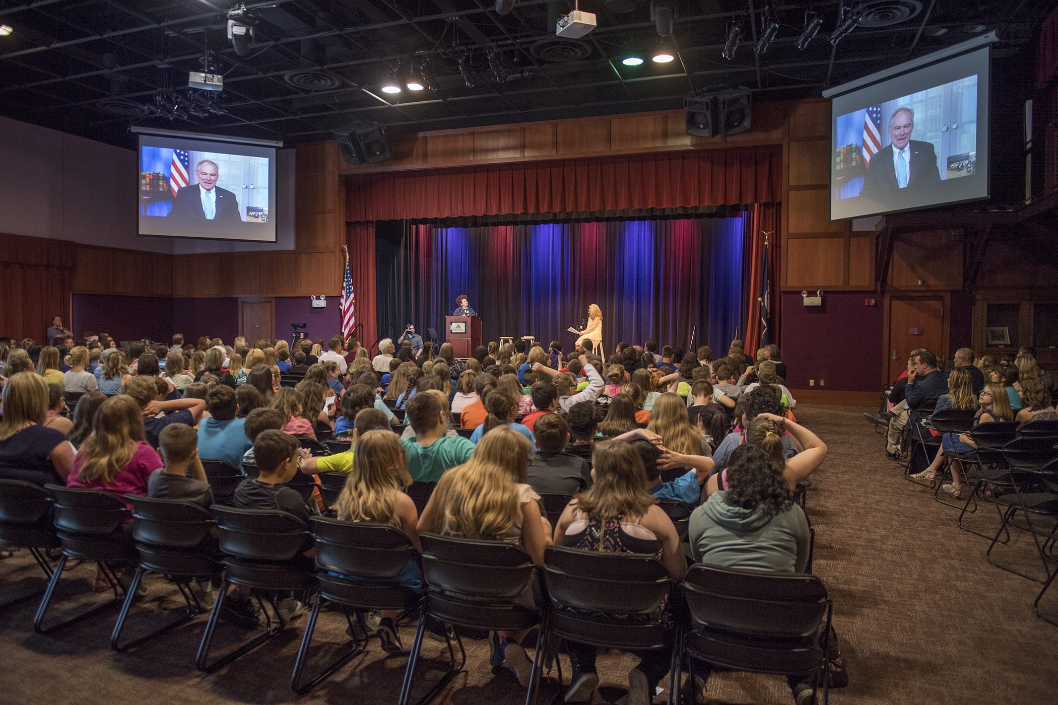 Sen. Tim Kaine Skyping with the audience